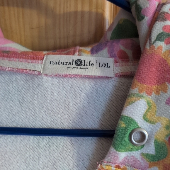 Natural Life Pink and Green Floral Hoodie - Picture 2 of 3